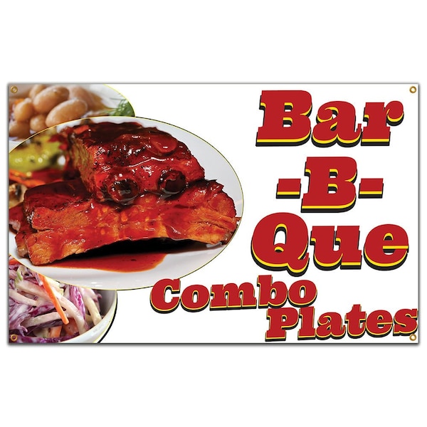 Bar-B-Que Combo Plates Banner Concession Stand Food Truck Single Sided